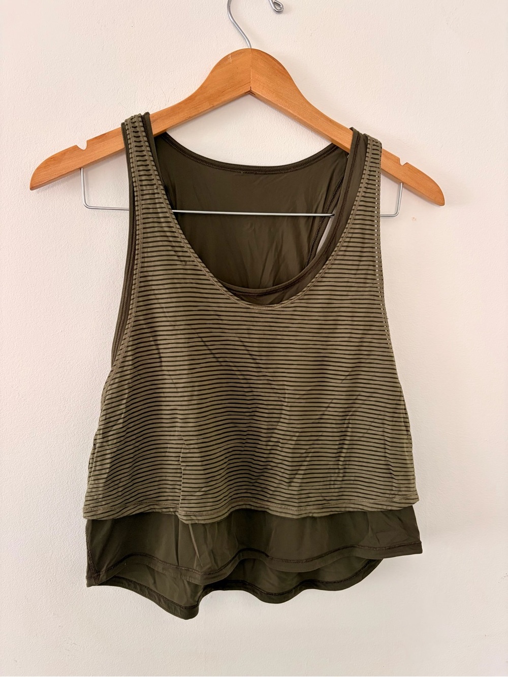 lululemon athletica Olive Green Layered Striped Tank